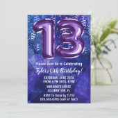 Boy Blue Lila 13. Geburtstag Einladung (Stehend Vorderseite)