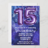 Boy Blue Lila 15. Geburtstag Einladung (Vorderseite)