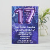 Boy Blue Lila 17. Geburtstag Einladung (Stehend Vorderseite)