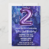 Boy Blue Lila 2. Geburtstag Einladung (Vorderseite)