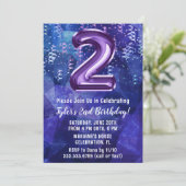 Boy Blue Lila 2. Geburtstag Einladung (Stehend Vorderseite)