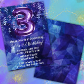 Boy Blue Lila 3. Geburtstag Einladung