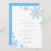 Boy Blue Little Snowflake Baby Dusche Einladung (Vorne/Hinten)