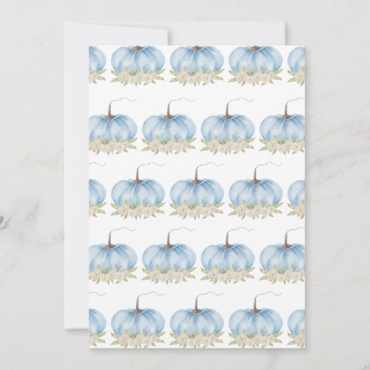 Boy Blue Minimalistisch Pumpkin Baby Dusche Einladung (Rückseite)