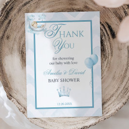 Boy Blue Moon Prince Watercolor Baby Shower Dankeskarte
