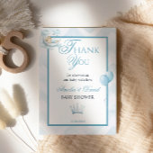 Boy Blue Moon Prince Watercolor Baby Shower Dankeskarte