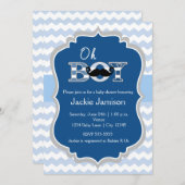 Boy Blue Mustache Zickzack Baby Dusche Einladung (Vorne/Hinten)