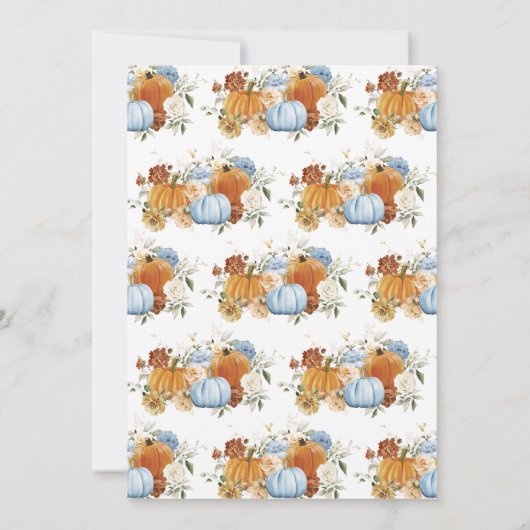 Boy Blue Pumpkin Baby Dusche Einladung (Rückseite)