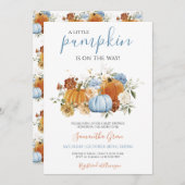 Boy Blue Pumpkin Baby Dusche Einladung (Vorne/Hinten)