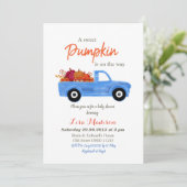 Boy Blue Pumpkin ist auf dem Weg Babydusche Einladung (Stehend Vorderseite)