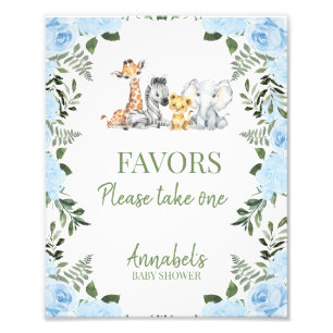 Boy Blue Rose Safari Baby Dusche Favorit Schild