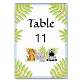 Boy Blue Safari Jungle Theme Baby Dusche Tischnummer (Rückseite)
