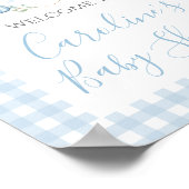 Boy Blue Stork Baby Dusche Preppy Southern Poster (Ecke)