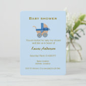 Boy Blue Stroller, Gold Typografie auf Cyan Blue Einladung (Stehend Vorderseite)