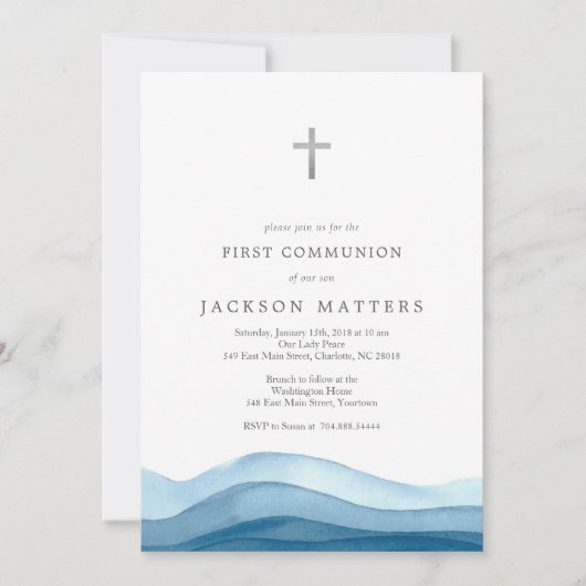 Boy Blue Taufe Einladung, erste Kommune Einladung (Vorderseite)