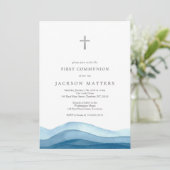 Boy Blue Taufe Einladung, erste Kommune Einladung (Stehend Vorderseite)