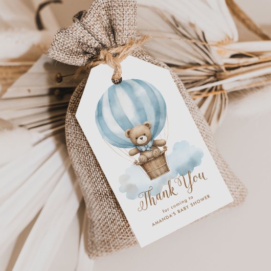 Boy Blue Teddy Bear Moon Baby Shower Favor Geschenkanhänger