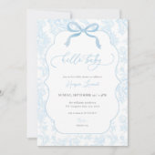 Boy Blue Toile De Jouy Baby Dusche Einladung (Vorderseite)