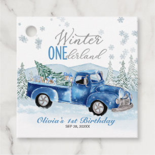 Boy Blue Truck Winter Onederland Erster Geburtstag Geschenkanhänger