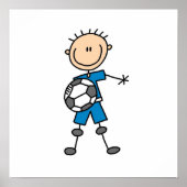 Boy Blue Uniform Stick Figure Soccer Player Gifts Poster (Vorne)