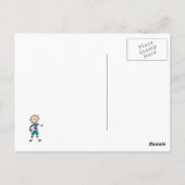 Boy Blue Uniform Strichmännchen Soccer Player Gesc Postkarte (Rückseite)