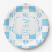 Boy Blue Valentine's Day Hearts Baby Shower Pappteller (Vorderseite)