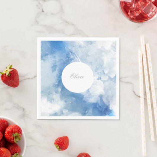 Boy Blue Watercolor Pattern Celebration Serviette (Beispiel)