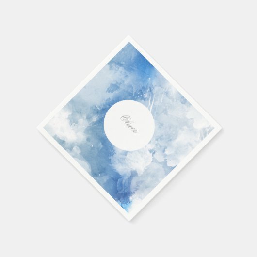 Boy Blue Watercolor Pattern Celebration Serviette (Ecke)