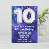 Boy Blue White 10. Geburtstag Einladung (Stehend Vorderseite)