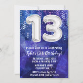 Boy Blue White 13. Geburtstag Einladung (Vorderseite)