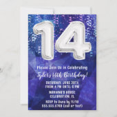 Boy Blue White 14. Geburtstag Einladung (Vorderseite)