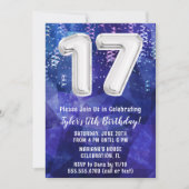Boy Blue White 17. Geburtstag Einladung (Vorderseite)