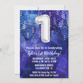 Boy Blue White 1. Geburtstag Einladung (Vorderseite)