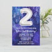 Boy Blue White 2. Geburtstag Einladung (Stehend Vorderseite)