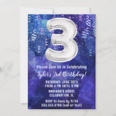 Boy Blue White 3. Geburtstag Einladung (Vorderseite)