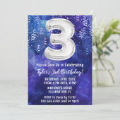 Boy Blue White 3. Geburtstag Einladung (Stehend Vorderseite)