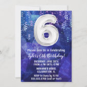 Boy Blue White 6. Geburtstag Einladung (Vorderseite)