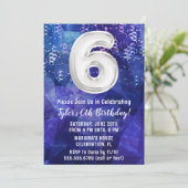 Boy Blue White 6. Geburtstag Einladung (Stehend Vorderseite)