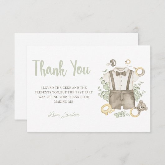 Boy Boho Baby Dusche Danke Karte (Vorne/Hinten)