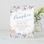 Boy Boho Pumpkin Baby Shower Einladung (Stehend Vorderseite)