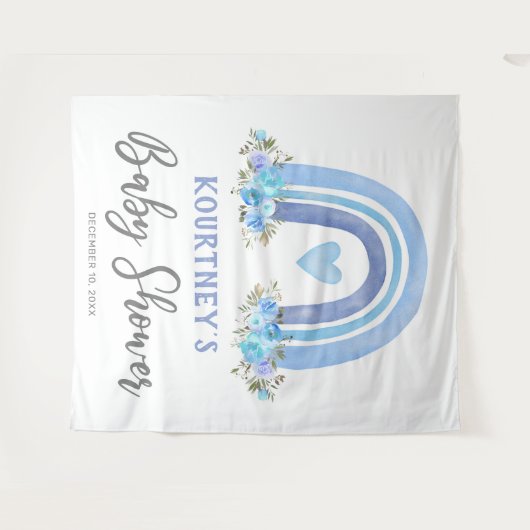 Boy Boho Rainbow Baby Shower Wandteppich (Vorderseite (Horizontal))