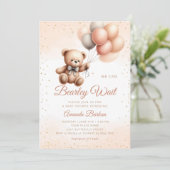 Boy Boho Teddy Bear wir können frühzeitig abwarten Einladung (Stehend Vorderseite)