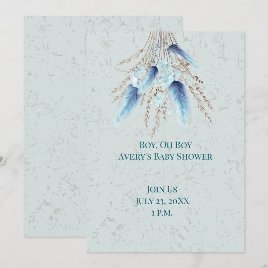 Boy Boho Twin Baby Dusche Einladung (Vorne/Hinten)