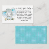 Boy Book Request for Baby Shower Niedlich Elephant Begleitkarte (Vorne/Hinten)
