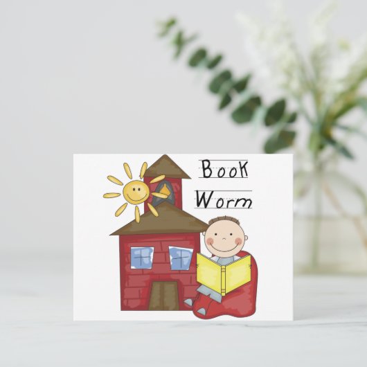 Boy Book Worm Tshirts und Geschenke Postkarte (Stehend Vorderseite)