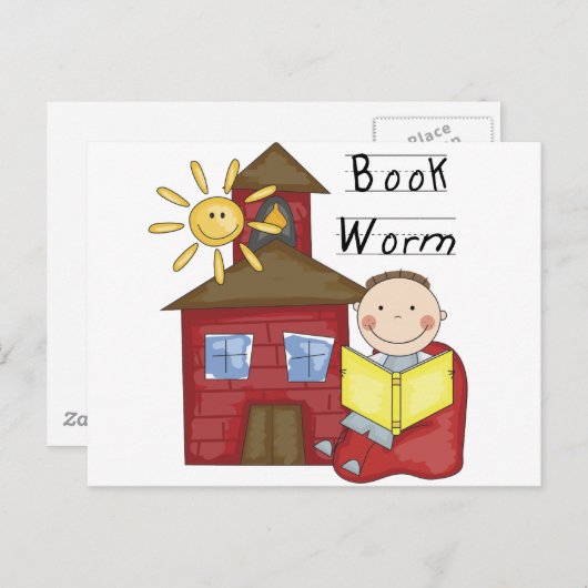 Boy Book Worm Tshirts und Geschenke Postkarte (Vorne/Hinten)