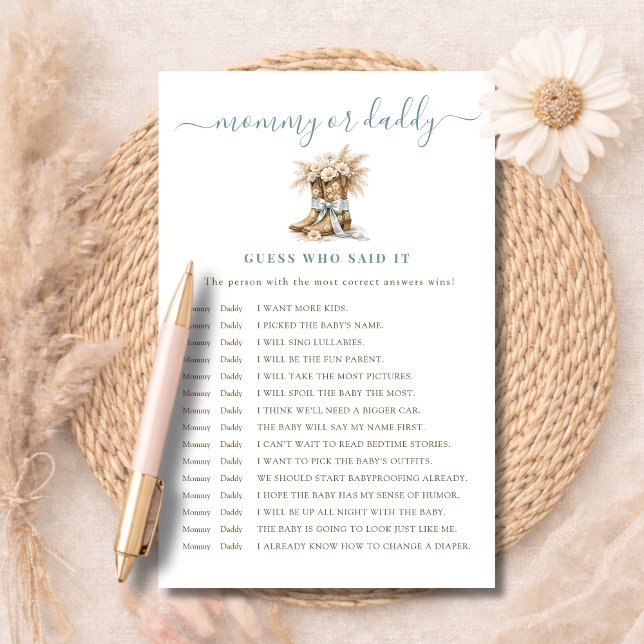 Boy Boots & Bows Mommy or Daddy Guess Who Said It (Von Creator hochgeladen)