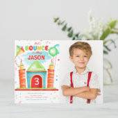 Boy Bounce Foto Einladung (Stehend Vorderseite)