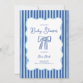 Boy Bow Invitation, Blue Hand Drawn Baby Shower Einladung (Vorderseite)