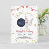 Boy Bowling Birthday Einladung (Stehend Vorderseite)